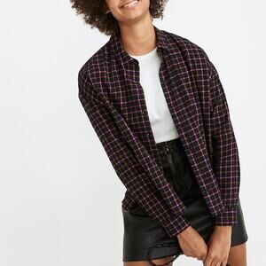 Madewell Boxy Flannel Westlake Shirt Stoppard Plaid Pattern Button Down Size XXS